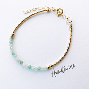 14k Gold Aventurine Bracelet For Women, Adjustable Gemstone Yoga Meditation Bracelet, Healing Crystals Chakra Energy Bracelet