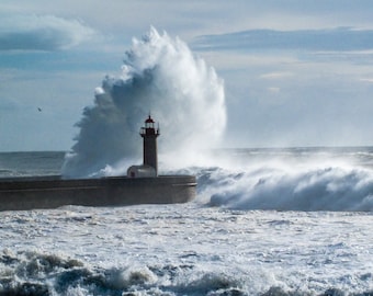 Wandkunst Bild von Welle am Leuchtturm - Fine Art Print oder 6000px digitaler Download