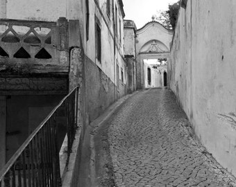 Stunning Panoramic  Mono Image of Lonely Lane in Portugal  - Original 9 x18" Archival Quality Photograph