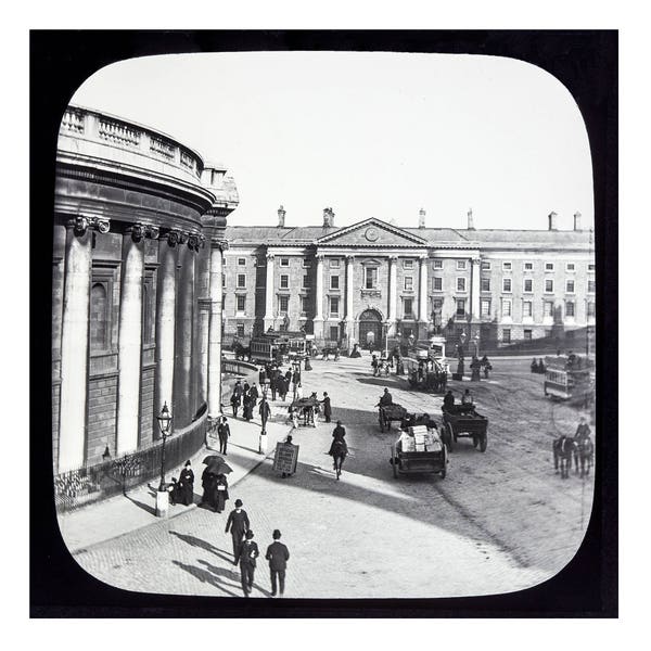 Vintage Image of Trinity College Dublin - from 19th Cent Glass Slide - Mono & Sepia Downloads