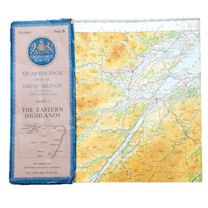 The Eastern Highlands of Scotland Map - Ordnance Survey Quarter Inch Map from 1946 - Good Condition