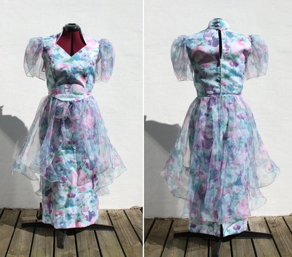 REDUCED USD 3 - Vtg 60s/70s Pastel Dream Formal D… - image 1