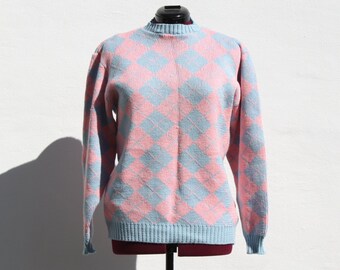 REDUCED USD 5 - Vtg 80s Pastel Sweater {L/XL}