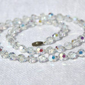 Vtg 50s Aurora Borealis Crystal Necklace