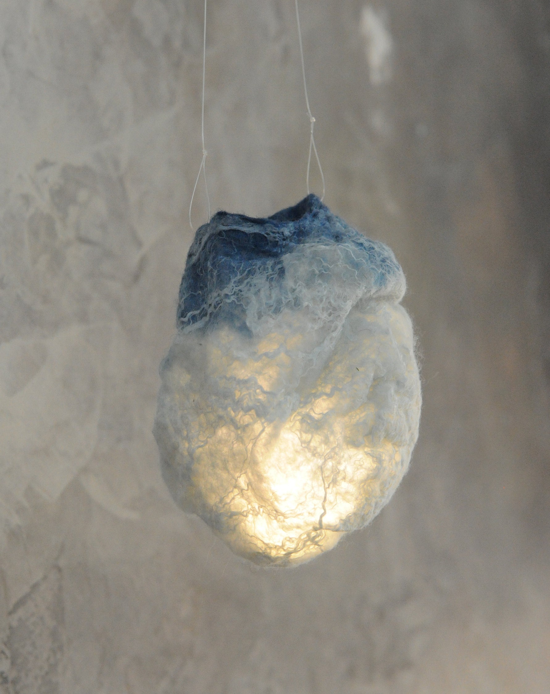Méduse Lumineuse, Boule Froissée de Laine Feutrée, Veilleuse Laine, Lumière Chaude
