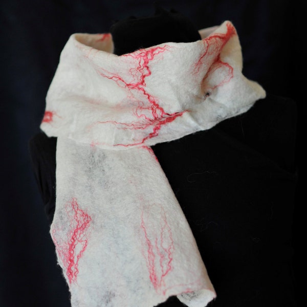 Handmade  Felted Scarf Wool Felt scarf OOAK Felt Gift Écharpe feutrée