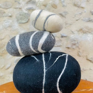 Felted wool Stone, Pouf , wool cushion , handmade , wool Pebble,Ottoman 100% french wool