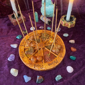 Wheel of the year Incense stick holder, Pagan, wiccan, beltaine, imbolc, Lammas, Ostara, mabon image 1