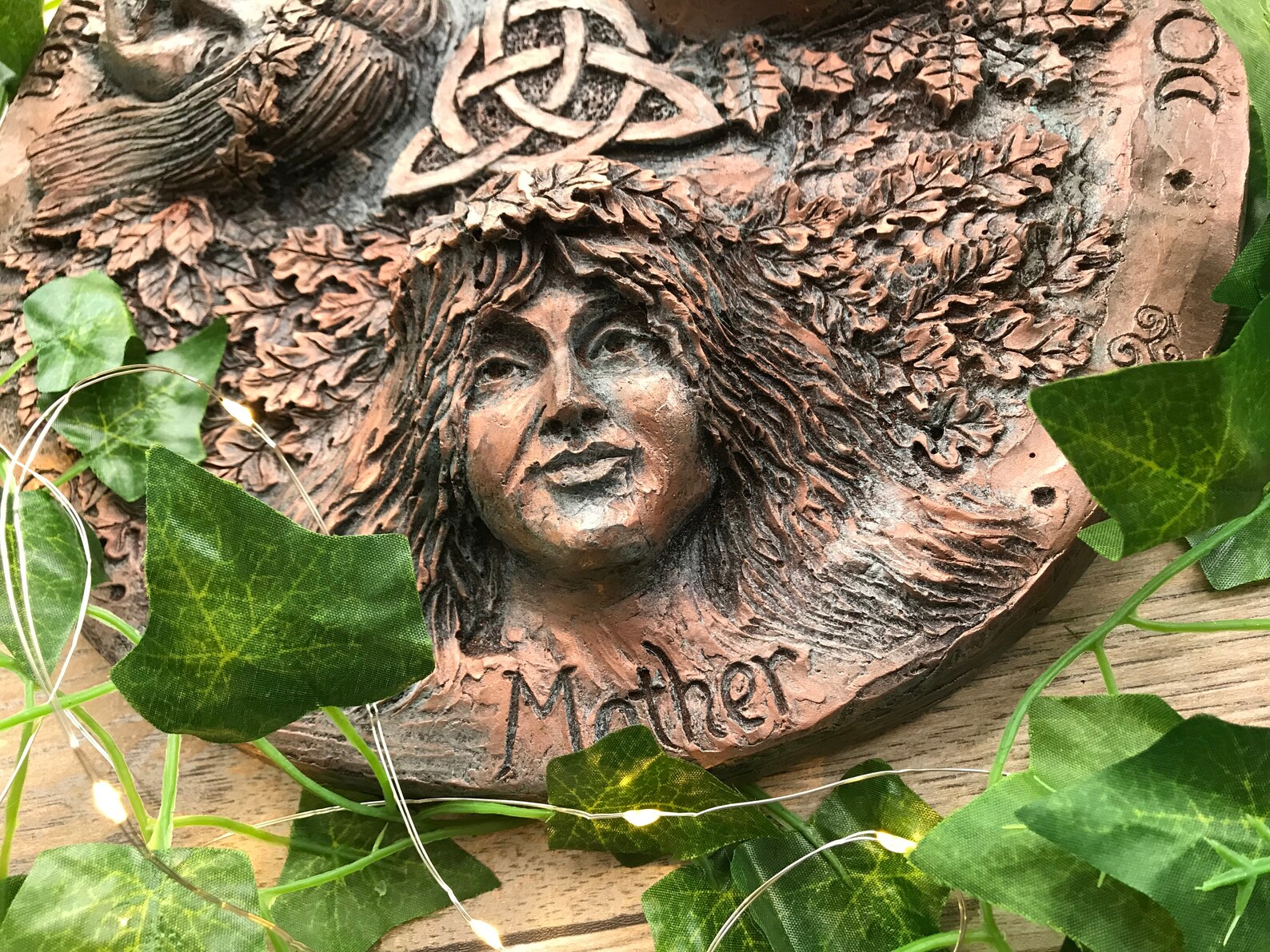 Triple Moon Goddess Wall Plaque Faux Bronze Finish Pagan Etsy