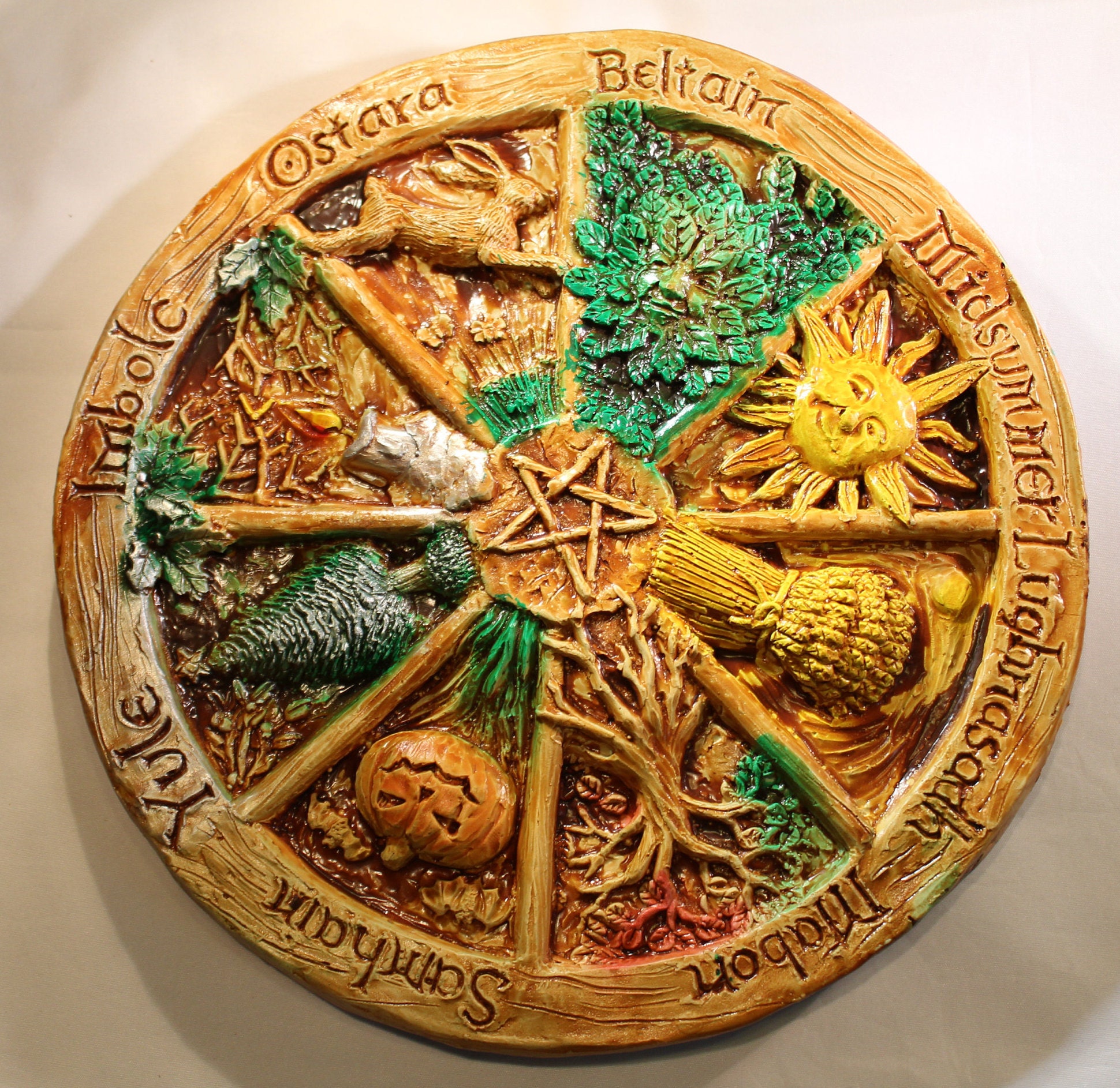 Wheel of the year wall plaque Pagan wiccan beltaine Etsy