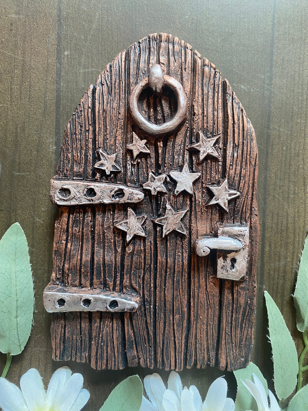 Large Fairy Door With Stars Wall Plaque in Metallic Finish.16cm - Etsy UK