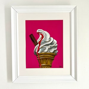 Pintura de casquinha de sorvete: baunilha, morango, chocolate (25 x 18 cm)
