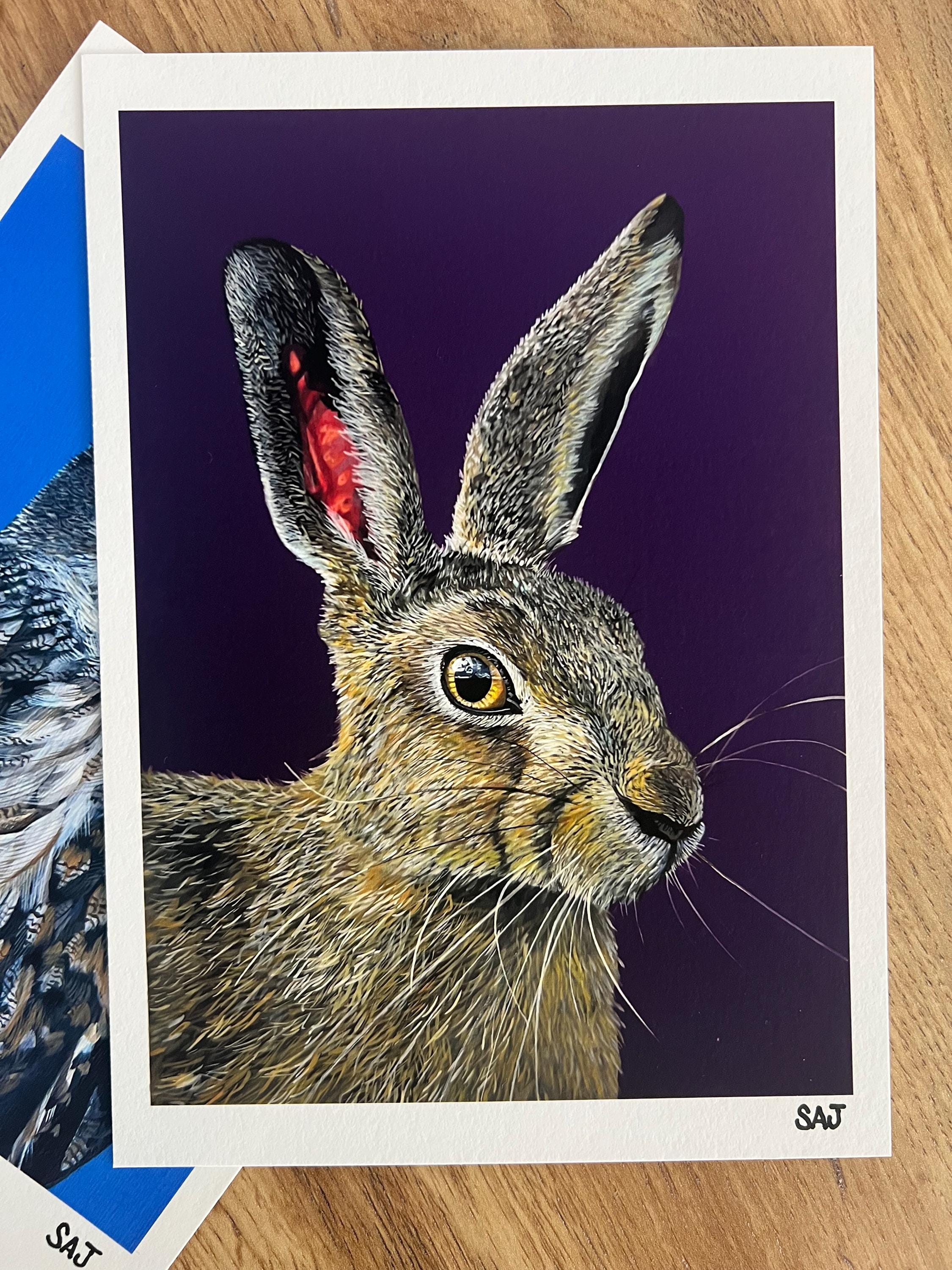 Hare Acrylic Painting on Paper - Rabbit British Wildlife Animal Art - Etsy