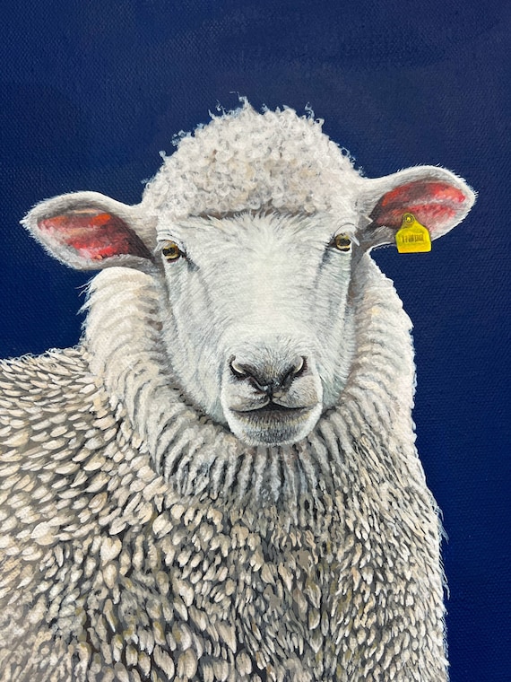 Sheep - Original Acrylic Painting on Canvas - Farm Animal - Etsy