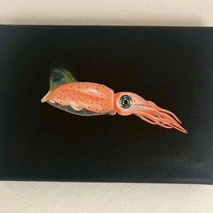 Deep sea squid - Squid painting on small Canvas