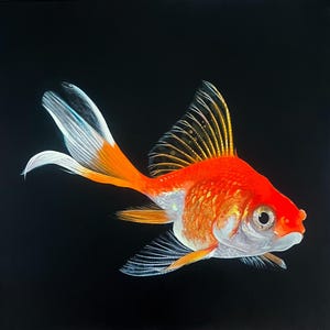 Goldfish Wall Art - Original animal painting black background - Symbolic fish artwork