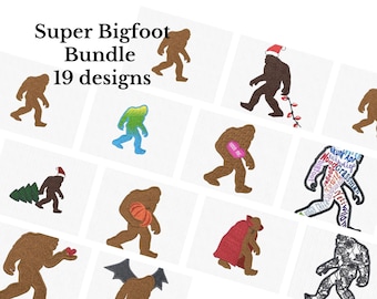 Bigfoot Embroidery files, Bigfoot collection, Christmas Sasquatch, Yeti embroidery, Christmas Embroidery, Valentines Day, Halloween, Holiday