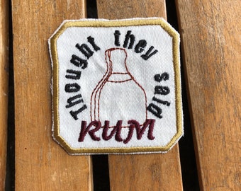 Embroidered Patch for backpack, cross country running patch for jacket, Thought they said Rum, marathon runner gift, jogging patch