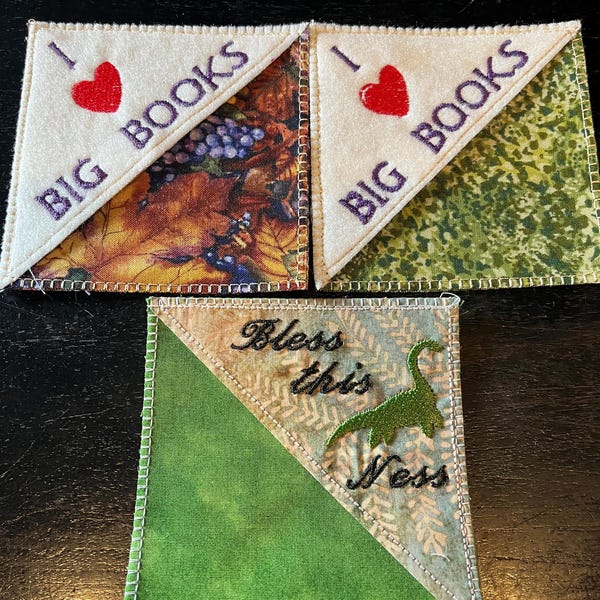 Embroidered Corner Bookmark: Book Lover Gift