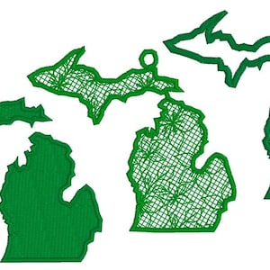 Michigan Map Embroidery Designs: Applique & Free Standing Lace (Digital Download)