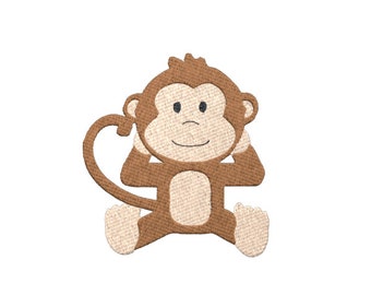 Baby Monkey Embroidery file for baby blanket, Wild animal design for burp cloth, baby animal embroidery, Cute monkey, vp3, pes, pec, jef