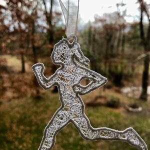 Running Christmas ornament for woman athlete, Holiday gift for mom, Celebration gift for athlete, top gift, Sports decor, unique gift image 3