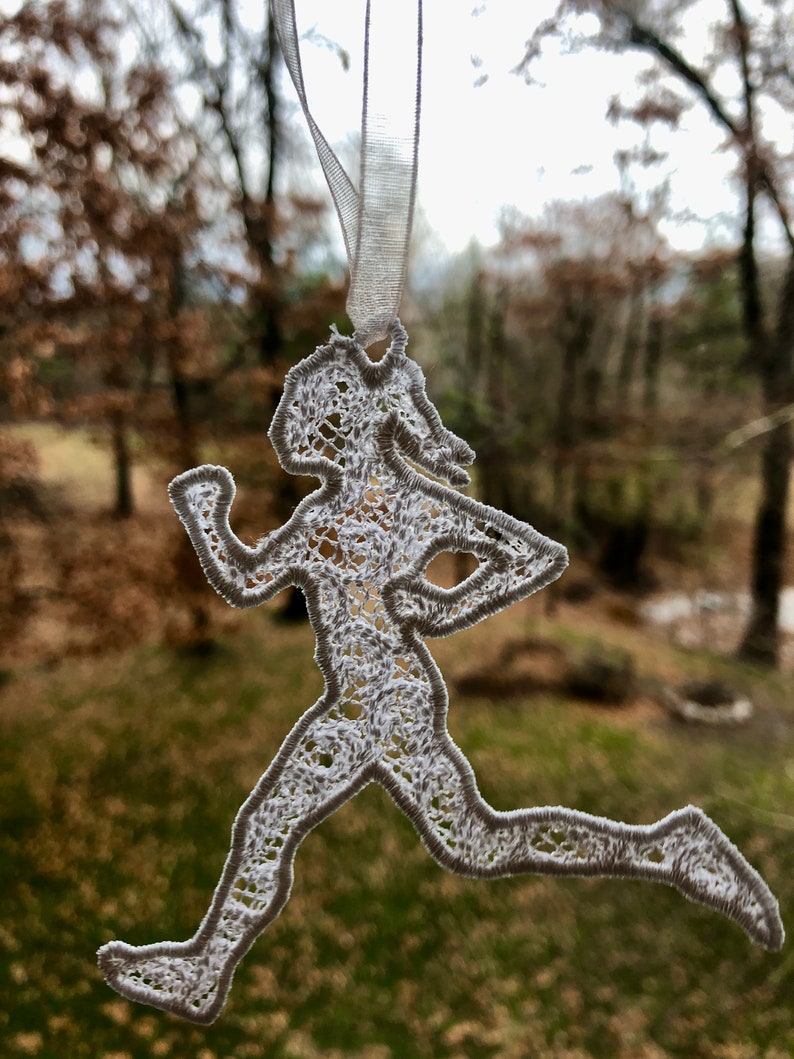 Running Christmas ornament for woman athlete, Holiday gift for mom, Celebration gift for athlete, top gift, Sports decor, unique gift image 3