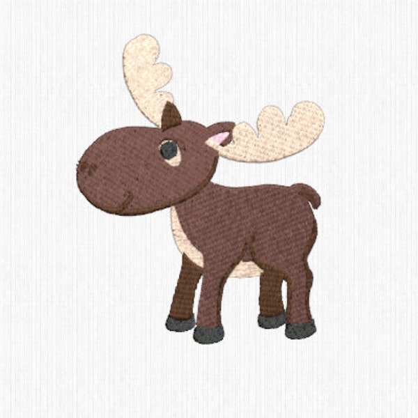 Baby Moose Embroidery file for baby blanket, Woodland animal design for burp cloth, baby animal embroidery, vp3, pes, pec, 2 sizes