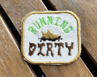 Running Patch for shirt, Running dirty, cross country running patch for jacket, marathon runner gift, trail running patch for sports lover