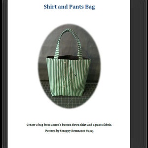 Tote Bag Pattern, Upcycled shirt, Small bag pattern, Shirt and Pants Tote Bag, Tote Bag made from clothes, instant download, Keepsake Gift image 2