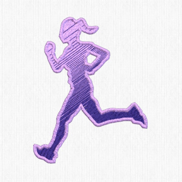 Runner Silhouette Embroidery files for shirt, track and field design for blanket, appliqué embroidery for tote bag, cross country design