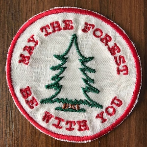 May the forest be with you embroidered patch for hat, outdoorsy patch for running backpack, trail running patch for jacket, backwoods patch