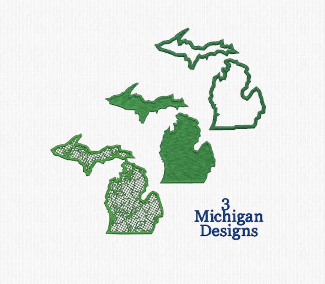 Michigan Embroidery Files, Michigan Gifts, 9 Formats, US Map Embroidery
