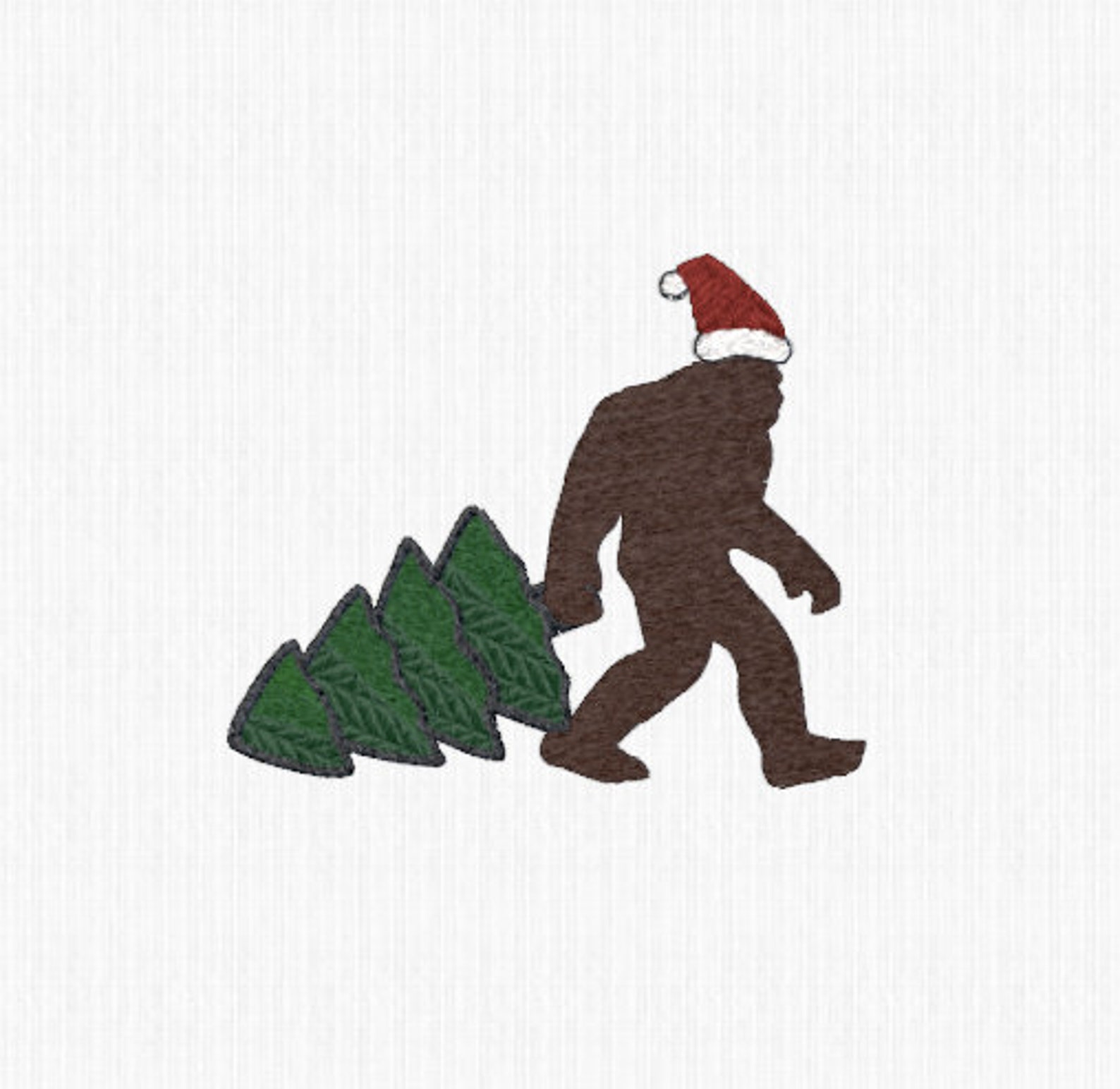 Bigfoot With Christmas Wreath Embroidery Bigfoot With Christmas Wreath Embroidery