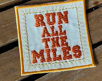 Running patch for backpack, Run all the miles patch, marathon runner gift, morale patch, iron on badge, trail hiker, back country,