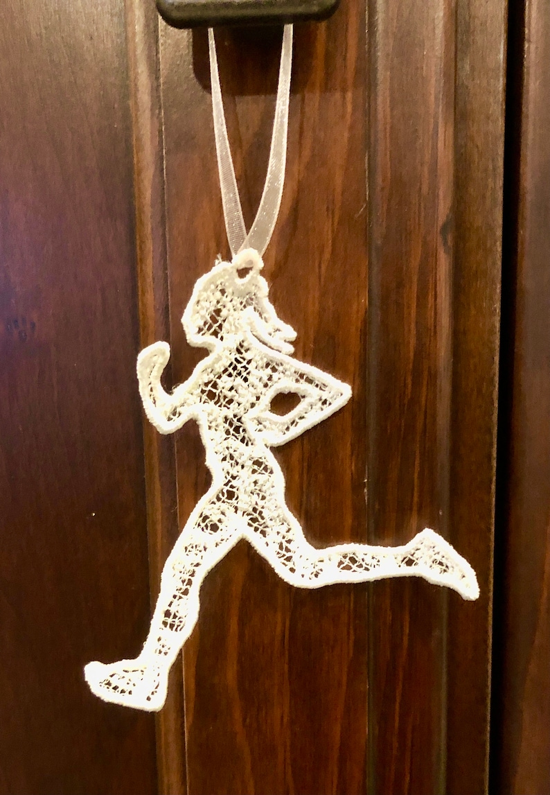 Running Christmas ornament for woman athlete, Holiday gift for mom, Celebration gift for athlete, top gift, Sports decor, unique gift image 1