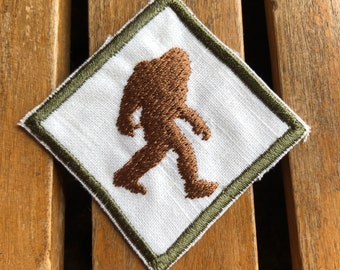 Bigfoot Iron on Patch, 2" diamond, Sasquatch, Yeti, Monster Patch, Bestseller gift for Hiker, Bigfoot gifts, cryptid gifts, Mothers day gift