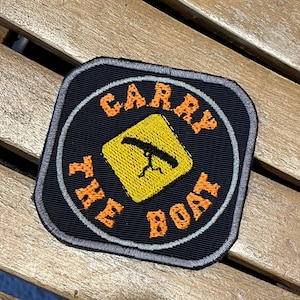 Carry the Boats patch for backpack, stay tough patch for jacket, marathon runner gift for hat, trail runner patch, triathlete gift, hardcore afbeelding 1
