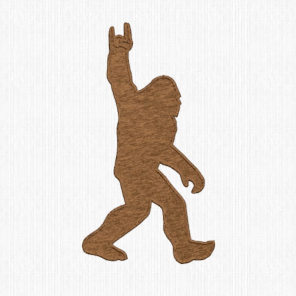 Bigfoot Rock On Silhouette Embroidery file, 9 formats, 4 sizes, Sasquatch Embroidery, Yeti embroidery, Cool Bigfoot, Bigfoot graphic