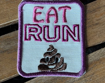 Running patch for backpack, Eat Run Poop patch, marathon runner gift, morale patch, iron on badge, trail hiker, back country, ultra running