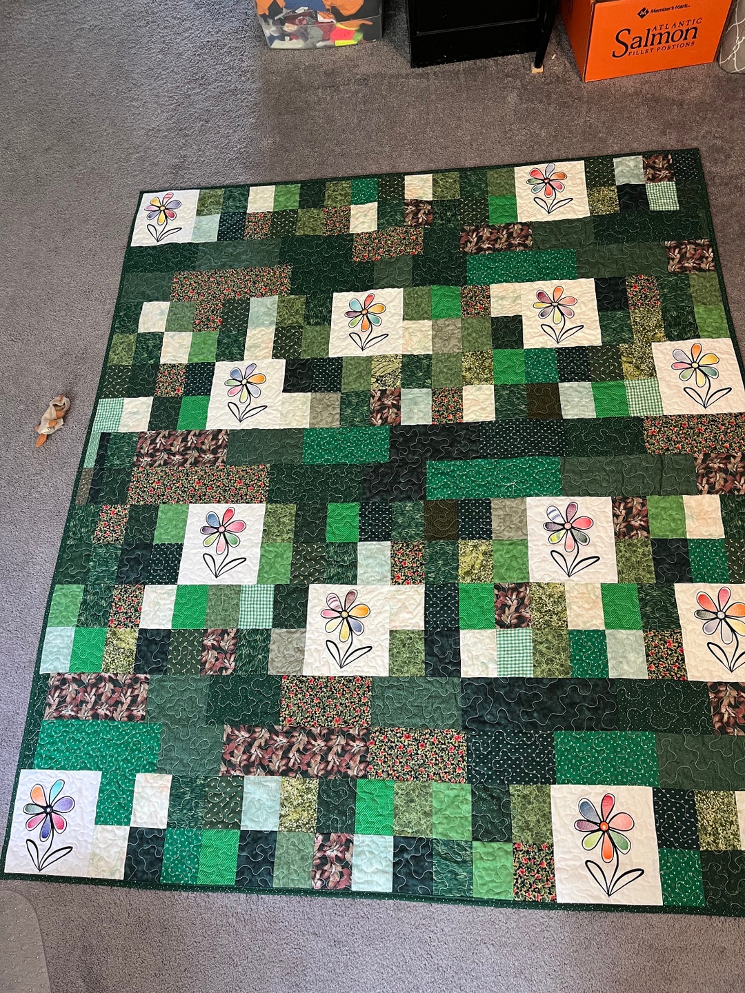 Green Floral Quilt for Summer Decor Colorful Quilt Full Quilt Etsy