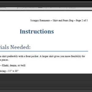 Materials needed for the bag include a men's button-down shirt, fabric for a lining, interfacing, and a stiff interfacing for the handles.