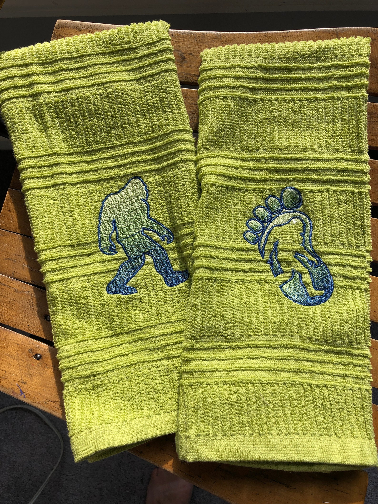 Bigfoot Towel Lime Green Kitchen Towel Funky Decor Etsy