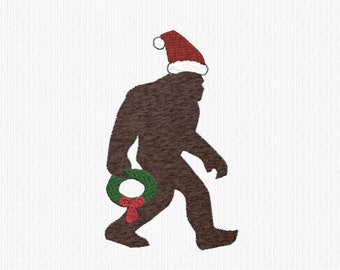 Bigfoot Christmas Wreath Embroidery file, Bigfoot Christmas, Sasquatch design, Christmas embroidery, 5"x7", 9 formats, instant download