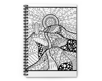 Desert Line Art Design, Spiral Notebook - Ruled Line, Journal for mothers day gift, birthday gift for writer