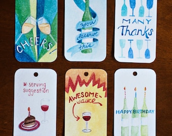 Everyday occasion wine bottle gift tags