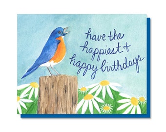 Bluebird of Happiness Birthday Card