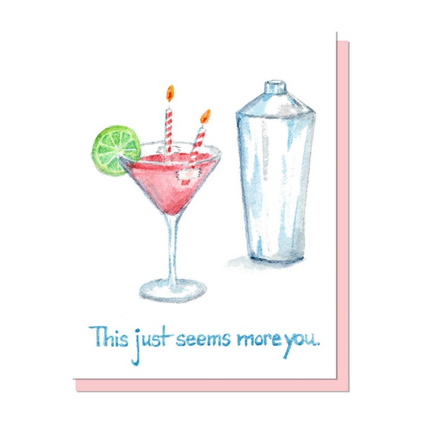 Cosmopolitan/Cosmo Cocktail Lover's Birthday Card