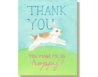 Thank You: You Made Me So Hoppy!  Bunny Pun Thank You Card