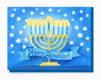 Starry Happy Hanukkah card